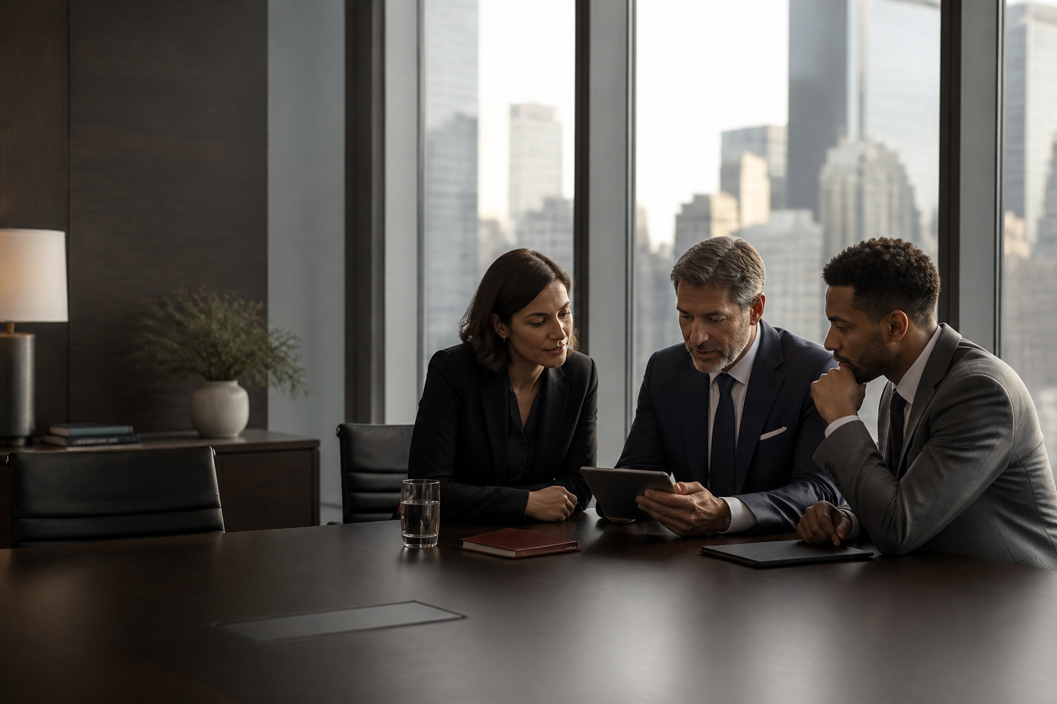Business leaders reviewing a private reputation plan